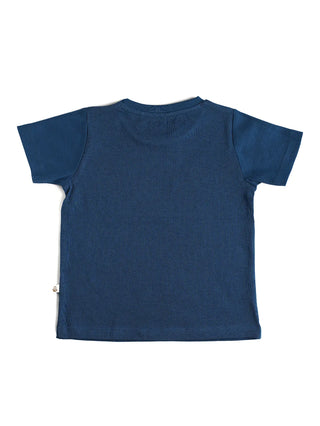 Half sleeve blue & white graphic t-shirt for baby