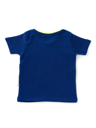 Half sleeve blue & off white graphic t-shirt for baby - Kidulan