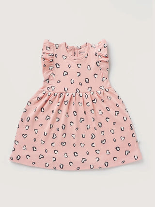 Sleeveless graphic pattern in pink & white frock for baby girl - Kidulan