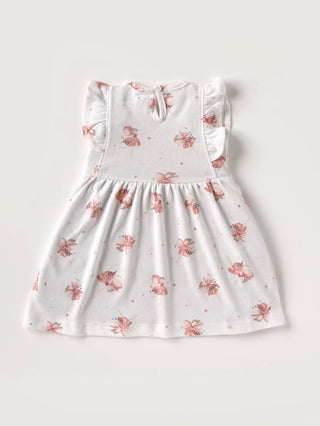 Sleeveless pure white & pink frock for baby girls - Kidulan