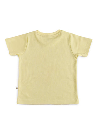 Half sleeve light yellow graphic t-shirt for baby