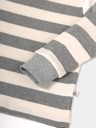 Full sleeve grey & white cuff t-shirt for baby
