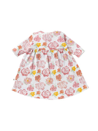 Full sleeve flower pattern in white floral gown for baby girl - Kidulan