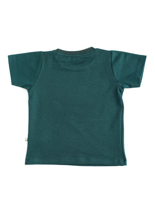 Half sleeve dark green graphic t-shirt for baby - Kidulan