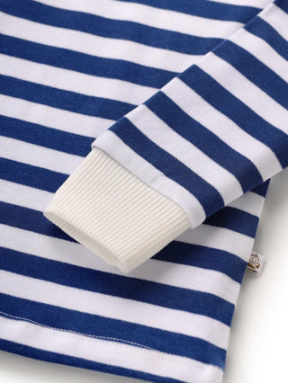 Full sleeve blue & white cuff t-shirt for baby