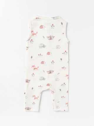 Sleeveless graphic pattern in soft pink dungaree for baby - Kidulan