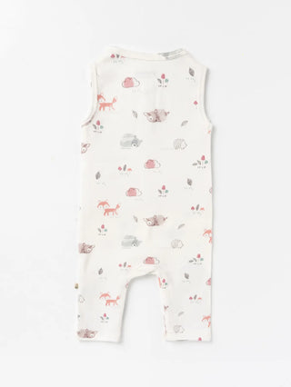 Sleeveless graphic pattern in soft pink dungaree for baby