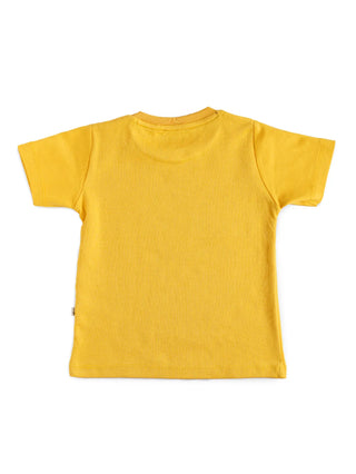 Half sleeve yellow graphic t-shirt for baby