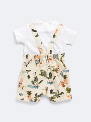 Eebabee Cotton Dungaree Set with Jungle Safari Print