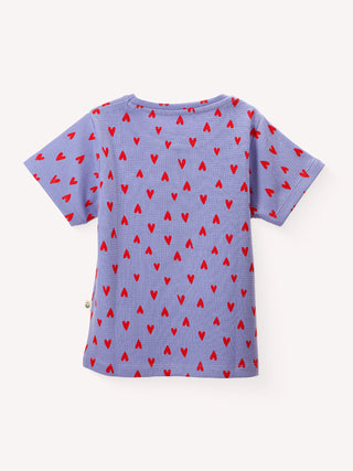 Loving Hearts Cotton Waffle tee for Girls