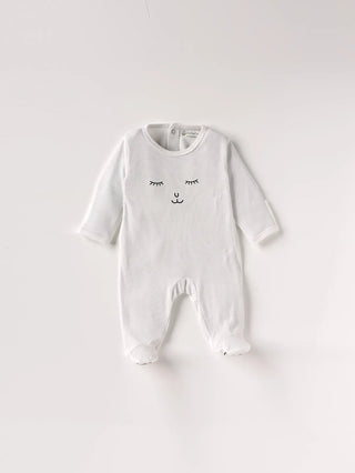 BABY FOOTED WHITE SLEEPSUIT WITH BACK SNAPS - Kidulan