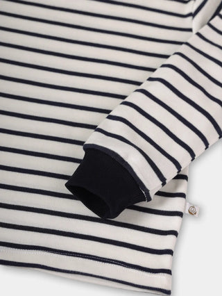 Full sleeve black small line stripe pattern in white cuff t-shirt for baby - Kidulan