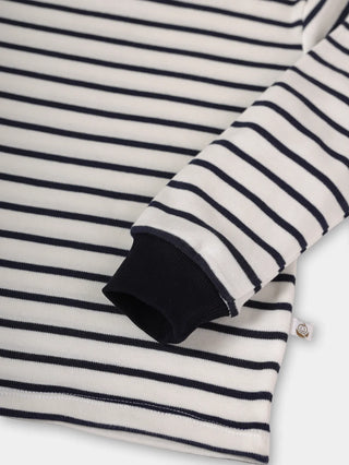 Full sleeve black small line stripe pattern in white cuff t-shirt for baby