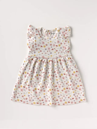 Sleeveless graphic pattern in white frock for baby girls - Kidulan