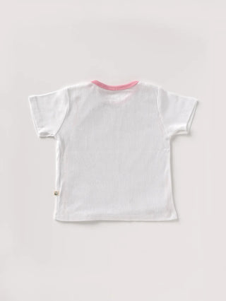 Half sleeve pure white, pink summer outfit for baby - Kidulan