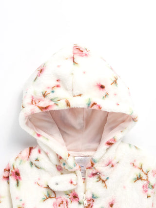 Full sleeve white & pink winter wear sleepsuit for baby boys & girls