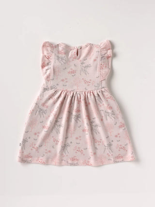 Sleeveless pink & graphic pattern frock for baby girls - Kidulan