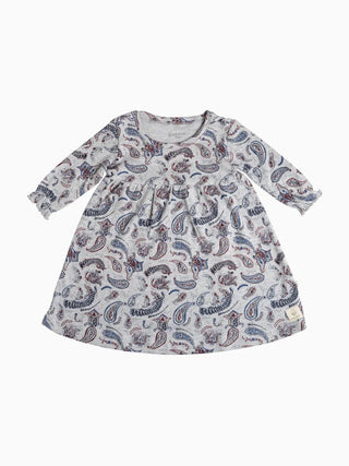 Full sleeve graphic pattern in grey floral gown for baby girl - Kidulan