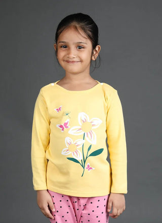 Full sleeve yellow graphic t-shirt for baby - Kidulan