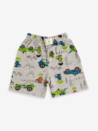 Half sleeve graphic pattern in white t-shirt & shorts for baby - Kidulan