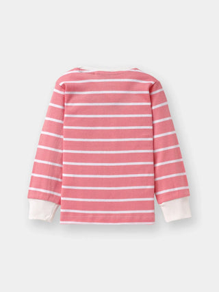 Full sleeve pink & White cuff t-shirt for baby - Kidulan