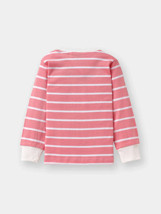 Full sleeve pink & White cuff t-shirt for baby