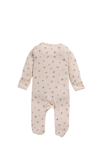 Full sleeve light greyish pink zipper sleepsuit with cap for baby
