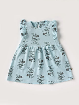 Sleeveless cyan frock for baby girls - Kidulan