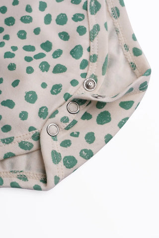 Half sleeve Cream and green dot bodysuit for baby - Kidulan