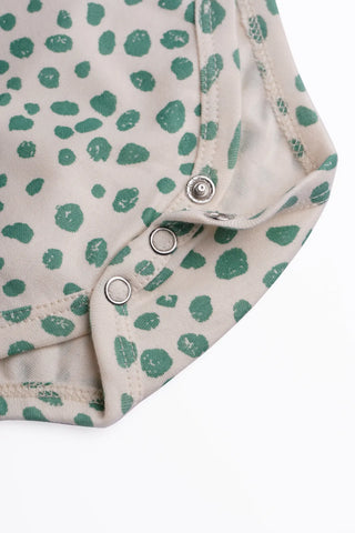 Half sleeve Cream and green dot bodysuit for baby