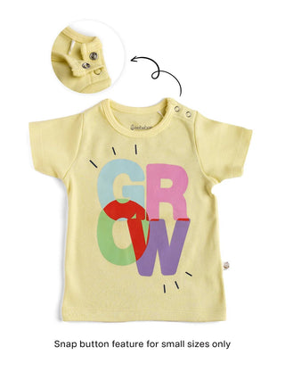 Half sleeve light yellow graphic t-shirt for baby - Kidulan