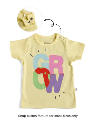Half sleeve light yellow graphic t-shirt for baby
