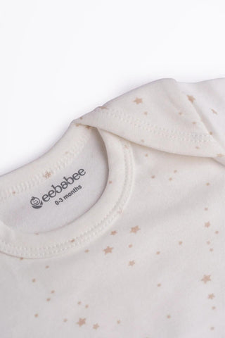 Half sleeve star pattern in soft cream  bodysuit  for baby
