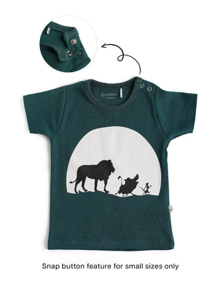 Half sleeve dark green graphic t-shirt for baby
