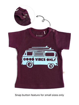 Half sleeve brown graphic t-shirt for baby