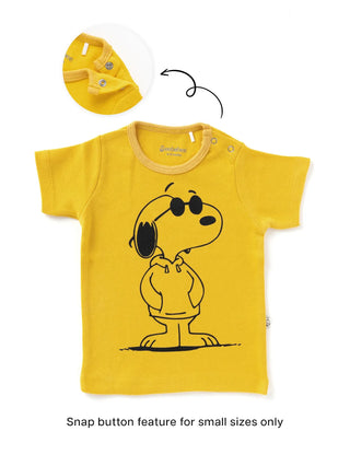 Half sleeve yellow graphic t-shirt for baby