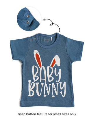 Half sleeve blue graphic tee for baby - Kidulan