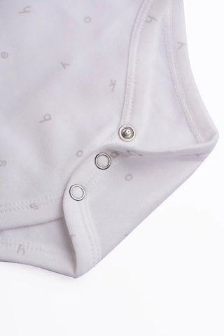 Half sleeve grey pattern in white bodysuit  for baby