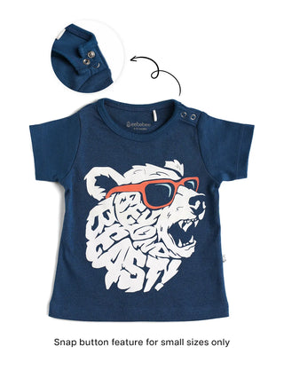 Half sleeve blue & white graphic t-shirt for baby