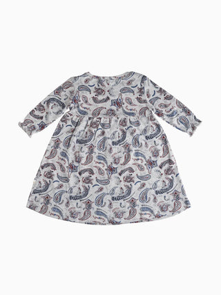 Full sleeve graphic pattern in grey floral gown for baby girl