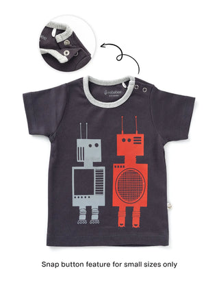 Half sleeve black graphic t-shirt for baby