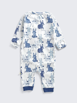 Eebabee Blue Bunny Print Footless Baby Sleepsuit with 2-Way Zip