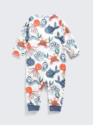 Eebabee Ocean Friends Print Footless Baby Sleepsuit With 2-Way Zip