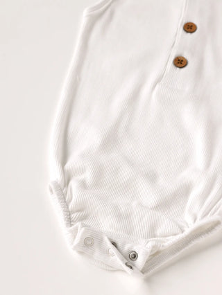 Sleeveless pure white bodysuit for baby