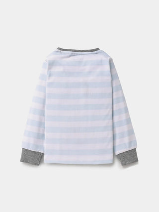 Full sleeve sky blue and White cuff t-shirt for baby - Kidulan