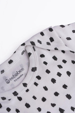 Full sleeve white & black dot pattern bodysuit for baby