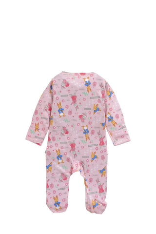 Full sleeve cute graphic in soft pink zipper sleepsuit with cap for baby - Kidulan