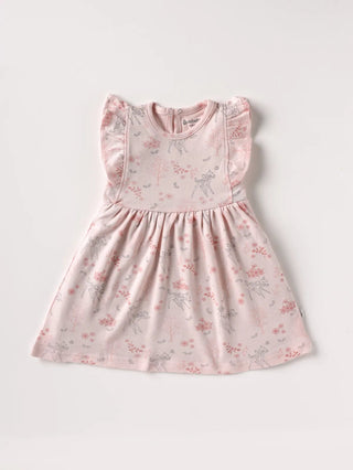 Sleeveless pink & graphic pattern frock for baby girls - Kidulan