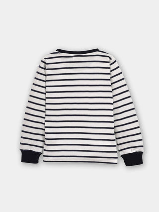 Full sleeve black small line stripe pattern in white cuff t-shirt for baby - Kidulan