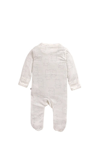 Full sleeve off white  zipper sleepsuit with cap for baby